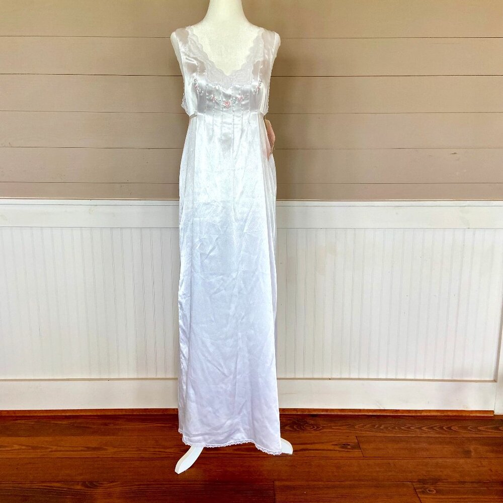 Vintage Barbizon White Satin Gown, Sz M